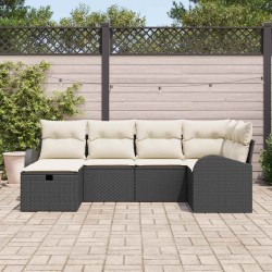 Ensemble de Canapés avec coussin Noir et Crème polyrotin 565955565955