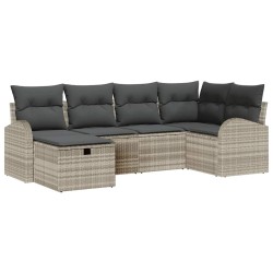 Ensemble de Canapés avec coussin 6 pcs Gris clair polyrotin 565957565957