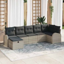 Ensemble de Canapés avec coussin Gris clair polyrotin 565962565962