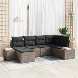 Ensemble de canapé de jardin avec coussin 6 pcs Gris polyrotin 565966565966