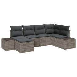 Ensemble de canapé de jardin avec coussin 6 pcs Gris polyrotin 565966565966