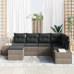 Ensemble de canapé de jardin avec coussin 6 pcs Gris polyrotin 565966565966