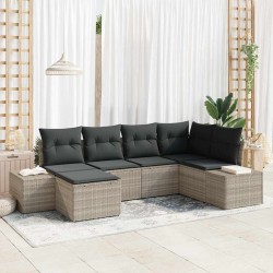 Ensemble de canapé de jardin 6 pcs Gris clair polyrotin 565968565968