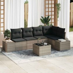 Ensemble de canapé de jardin avec stockage Gris clair polyrotin 565969565969