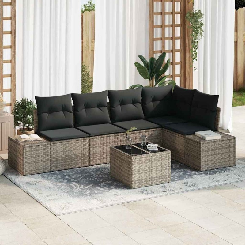 Ensemble de canapé de jardin avec stockage Gris clair polyrotin 565969565969