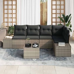 Ensemble de canapé de jardin avec stockage Gris clair polyrotin 565969565969
