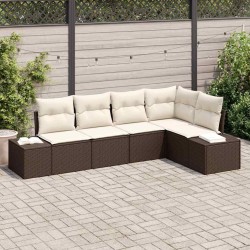 Ensemble de canapé de jardin 5 pcs Marron et Crème polyrotin 565971565971