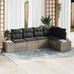 Ensemble de canapé de jardin avec stockage 5 pcs Gris polyrotin 565972565972