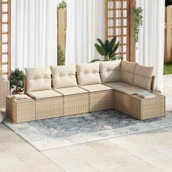 Ensemble de canapé de jardin 5 pcs Beige et crème polyrotin 565974565974