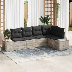 Ensemble de canapé de jardin 5 pcs Gris clair polyrotin 565975565975