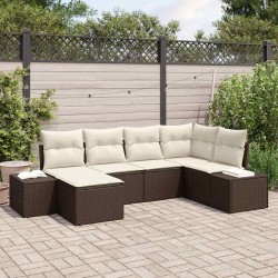 Ensemble de canapé de jardin 6 pcs Marron et Crème polyrotin 565976565976