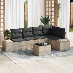 Ensemble de canapé de jardin avec stockage Gris clair polyrotin 565977565977