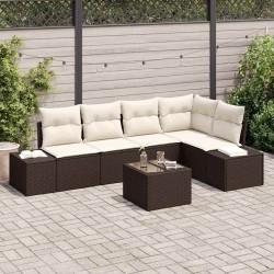 Ensemble de canapé de jardin Marron et Crème polyrotin 565978565978