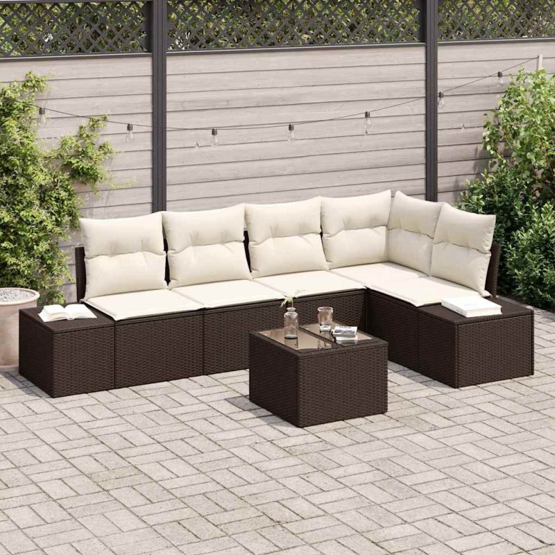 Ensemble de canapé de jardin Marron et Crème polyrotin 565978565978