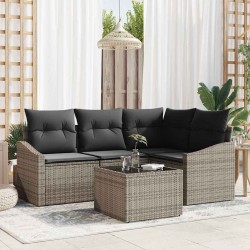 Ensemble de canapé de jardin 5 pcs Gris clair polyrotin 565979565979