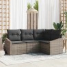 Ensemble de canapé de jardin avec coussin 4 pcs Gris polyrotin 565984565984