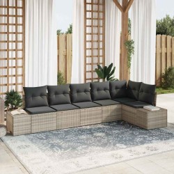 Ensemble de canapé de jardin 6 pcs Gris clair polyrotin 565985565985