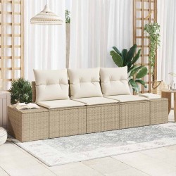Ensemble de canapé de jardin 3 pcs Beige et crème polyrotin 565987565987