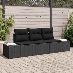 Ensemble de canapé de jardin avec stockage 3 pcs Noir polyrotin 565988565988