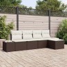 Ensemble de canapé de jardin 5 pcs Marron et Crème polyrotin 565993565993