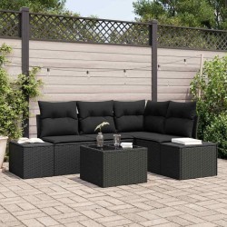 Ensemble de canapé de jardin avec stockage Noir polyrotin 565994565994