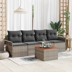 Ensemble de canapé de jardin avec stockage 5 pcs Gris polyrotin 565995565995