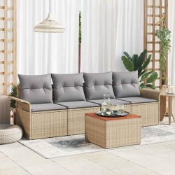 Ensemble de canapé de jardin 5 pcs Beige et Gris clair 565996565996