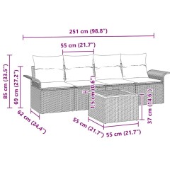 Ensemble de canapé de jardin 5 pcs Beige et Gris clair 565996565996