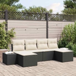 Ensemble de canapé de jardin 4 pcs Noir et Crème polyrotin 565997565997