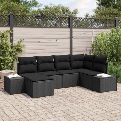 Ensemble de canapé de jardin avec coussin 6 pcs Noir polyrotin 566000566000