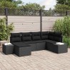 Ensemble de canapé de jardin avec coussin 6 pcs Noir polyrotin 566000566000
