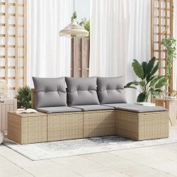 Ensemble de canapé de jardin 4 pcs Beige et Gris clair 566001566001