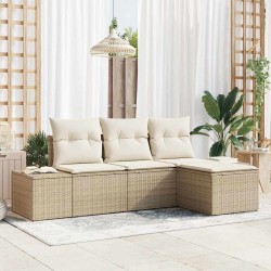 Ensemble de canapé de jardin 4 pcs Beige et crème polyrotin 566002566002