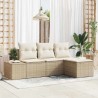 Ensemble de canapé de jardin 4 pcs Beige et crème polyrotin 566002566002