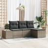 Ensemble de canapé de jardin avec coussin 4 pcs Gris polyrotin 566004566004