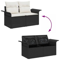 Ensemble de canapé de jardin 5 pcs Noir et Crème polyrotin 566006566006
