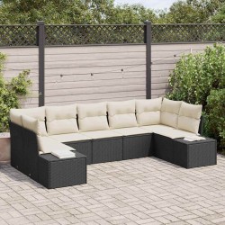 Ensemble de canapé de jardin 7 pcs Noir et Crème Poly rotin 566007566007