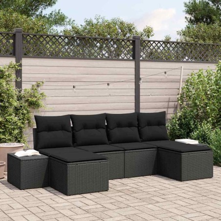 Ensemble de canapé de jardin avec coussin 4 pcs Noir polyrotin 566008566008