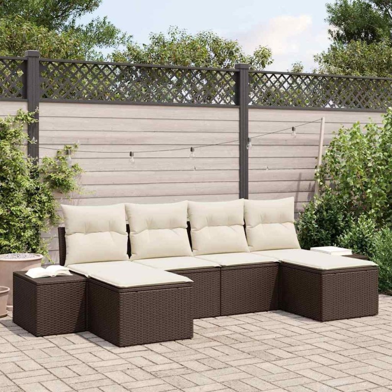 Ensemble de canapé de jardin 4 pcs Marron et Crème polyrotin 566009566009