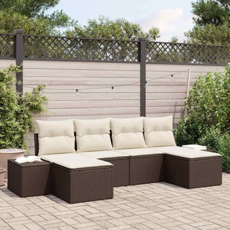 Ensemble de canapé de jardin 4 pcs Marron et Crème polyrotin 566009566009