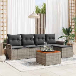 Ensemble de canapé de jardin avec stockage 6 pcs Gris polyrotin 566010566010