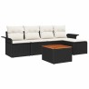Ensemble de canapé de jardin 6 pcs Noir et Crème polyrotin 566013566013