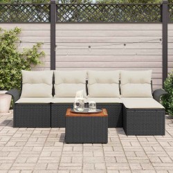 Ensemble de canapé de jardin 6 pcs Noir et Crème polyrotin 566013566013