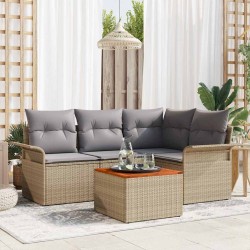 Ensemble de canapé de jardin 5 pcs Beige et Gris clair 566015566015
