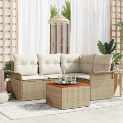 Ensemble de canapé de jardin 5 pcs Beige et crème polyrotin 566016566016