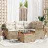 Ensemble de canapé de jardin 5 pcs Beige et crème polyrotin 566016566016