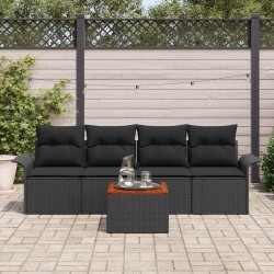 Ensemble de canapé de jardin avec stockage 5 pcs Noir polyrotin 566018566018