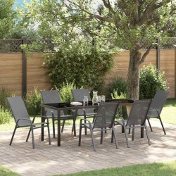 Ensemble de salle à manger pour jardin 7 pcs Gris et Noir 566023566023