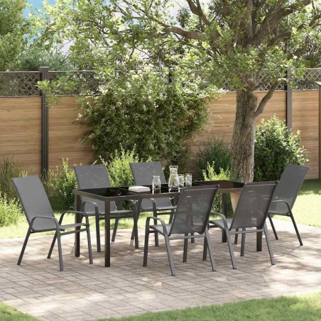 Ensemble de salle à manger pour jardin 7 pcs Gris et Noir 566023566023