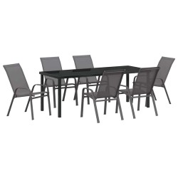 Ensemble de salle à manger pour jardin 7 pcs Gris et Noir 566023566023